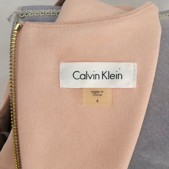 Calvin Klein Dress Womens 4 Pale Pink Faux Suede Microfiber Sleeveless Career - Picture 3 of 14